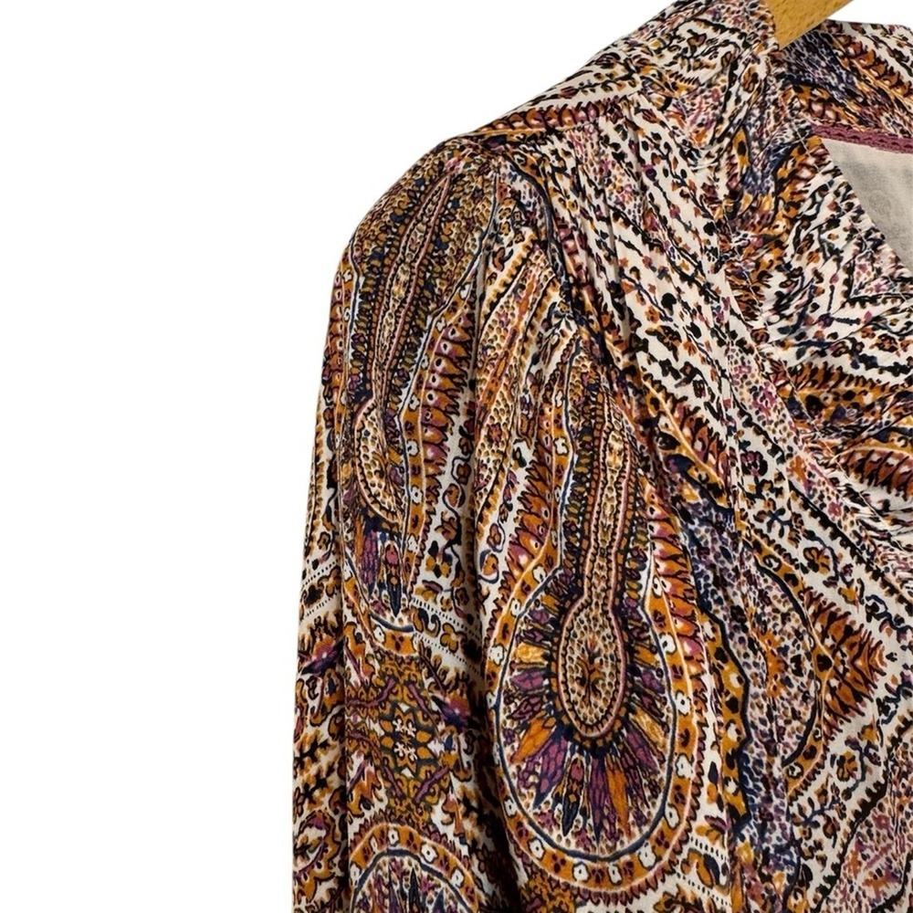 Anthropologie Paisley Medallion Tiered Ruffle Mini Shift Dress Womens SP Brown - Picture 4 of 7
